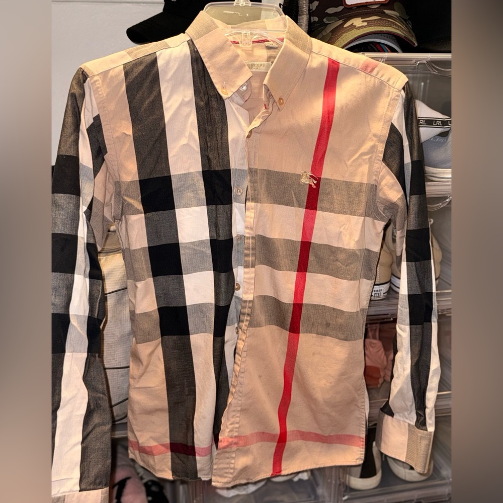 Burberry Men's Checkered Shirt - Black, Red, Tan